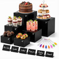 6 Pcs Food Risers for Display Party Buffet Riser Black(4",4",5",6",7",8") in Black