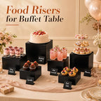 6 Pcs Food Risers for Display Party Buffet Riser Black(4",4",5",6",7",8") in Black, alternate view 2