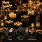 6 Pcs Food Risers for Display Party Buffet Riser Black(4",4",5",6",7",8") in Black, alternate view 5