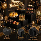 6 Pcs Food Risers for Display Party Buffet Riser Black(4",4",5",6",7",8") in Black, alternate view 6
