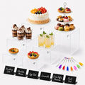 6 Pcs Food Risers for Display Party Buffet Riser Clear(4",4",5",6",7",8") in Clear
