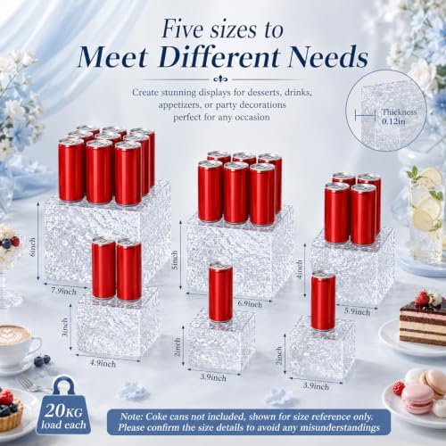 6 Pcs Food Risers for Display Party Buffet Riser Glacier(4",4",5",6",7",8") in Glacier, alternate view 3