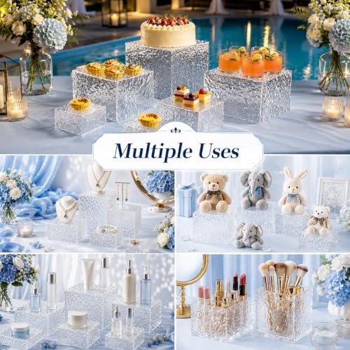 6 Pcs Food Risers for Display Party Buffet Riser Glacier(4",4",5",6",7",8") in Glacier, alternate view 7