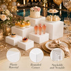 6 Pcs Food Risers for Display Party Buffet Riser White(4",4",5",6",7",8") in White, alternate view 4