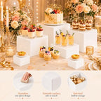 6 Pcs Food Risers for Display Party Buffet Riser White(4",4",5",6",7",8") in White, alternate view 5