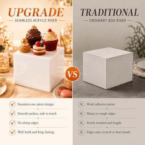 6 Pcs Food Risers for Display Party Buffet Riser White(4",4",5",6",7",8") in White, alternate view 6