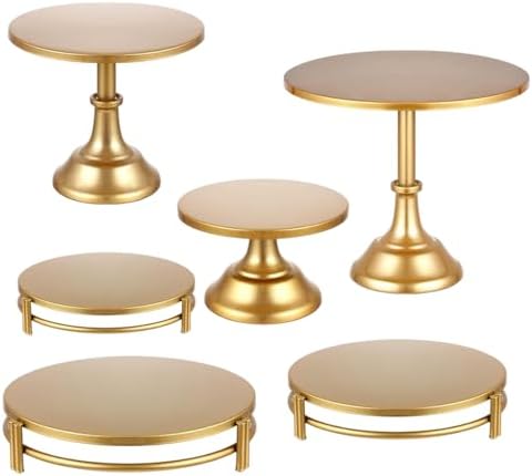 6 Pcs Gold Cake Stand Set Metal Dessert Table Display Holder in Gold
