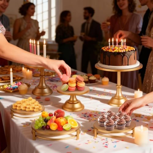 6 Pcs Gold Cake Stand Set Metal Dessert Table Display Holder in Gold, alternate view 2