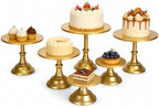6 Pcs Gold Cake Stand Set, Round Dessert Cupcake Holder Metal Plate Cake Serving Tray for Birthday Wedding Party