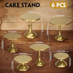 6 Pcs Gold Cake Stand Set, Round Dessert Cupcake Holder Metal Plate Cake Serving Tray for Birthday Wedding Party, alternate