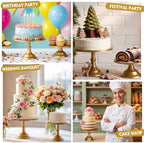 6 Pcs Gold Cake Stand Set, Round Dessert Cupcake Holder Metal Plate Cake Serving Tray for Birthday Wedding Party, alternate