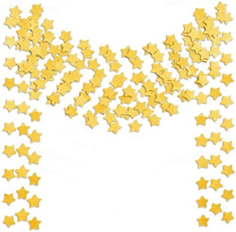 6 Pcs Gold Glitter Star Paper Garland Twinkle Bunting Banner Hanging Decorations for Christmas Birthday Party