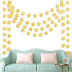 6 Pcs Gold Glitter Star Paper Garland Twinkle Bunting Banner Hanging Decorations for Christmas Birthday Party, alternate view