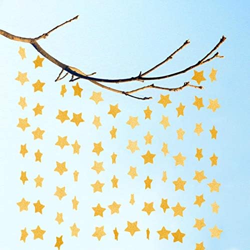 6 Pcs Gold Glitter Star Paper Garland Twinkle Bunting Banner Hanging Decorations for Christmas Birthday Party, alternate view