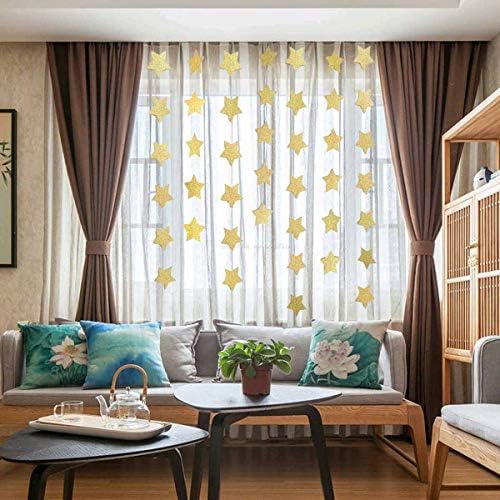 6 Pcs Gold Glitter Star Paper Garland Twinkle Bunting Banner Hanging Decorations for Christmas Birthday Party, alternate view