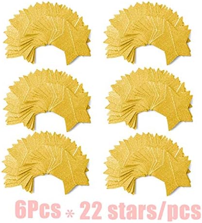 6 Pcs Gold Glitter Star Paper Garland Twinkle Bunting Banner Hanging Decorations for Christmas Birthday Party, alternate view