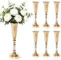 6 Pcs Gold Wedding Centerpieces for Tables Bulk, Tall Flower Trumpet Vases for Centerpieces, Metal Centerpiece