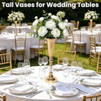 6 Pcs Gold Wedding Centerpieces for Tables Bulk, Tall Flower Trumpet Vases for Centerpieces, Metal Centerpiece, alternate