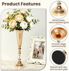 6 Pcs Gold Wedding Centerpieces for Tables Bulk, Tall Flower Trumpet Vases for Centerpieces, Metal Centerpiece, alternate
