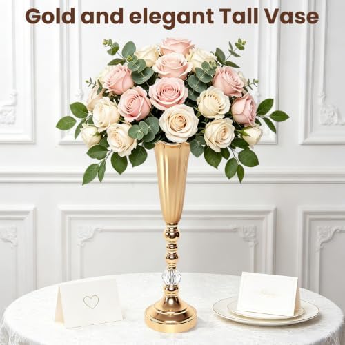 6 Pcs Gold Wedding Centerpieces for Tables Bulk, Tall Flower Trumpet Vases for Centerpieces, Metal Centerpiece, alternate