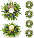 6 PCS Green Eucalyptus Olive Swag Wreaths for Pillars Spring Summer Greenery Kitchen Cabinet Wreaths Mini Green