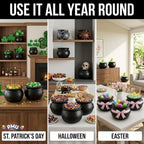 6 Pcs Halloween Cauldron - 10inch Witch Plastic Cauldron bowl Black, For Halloween Décor, alternate view 7