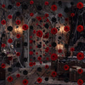 6 Pcs Halloween Gothic Hanging Decor Red Black Rose Each 70.9" in Black, Red