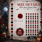 6 Pcs Halloween Gothic Hanging Decor Red Black Rose Each 70.9" in Black, Red, alternate view 2