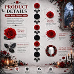 6 Pcs Halloween Gothic Hanging Decor Red Black Rose Each 70.9" in Black, Red, alternate view 3