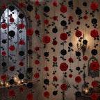 6 Pcs Halloween Gothic Hanging Decor Red Black Rose Each 70.9" in Black, Red, alternate view 5