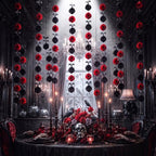 6 Pcs Halloween Gothic Hanging Decor Red Black Rose Each 70.9" in Black, Red, alternate view 6