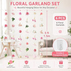 6 PCS Hanging Flowers Garland with Hooks, alternate view 2