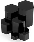 6 Pcs Hexagonal Jewelry Display Risers Acrylic Stands, Black in Rainbow