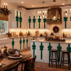 6 Pcs Jade Green Velvet Christmas Cabinet Bows Ribbons for Kitchen, alternate view 5