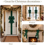 6 Pcs Jade Green Velvet Christmas Cabinet Bows Ribbons for Kitchen, alternate view 6