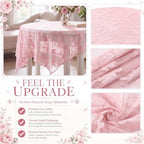 6 Pcs Lace Cocktail Tablecloth 32"x43" for Round Table, Rose Pink, alternate view 3