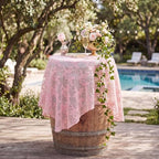 6 Pcs Lace Cocktail Tablecloth 32"x43" for Round Table, Rose Pink, alternate view 4