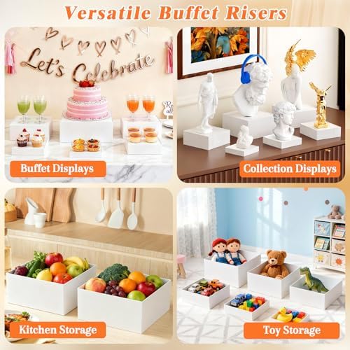 6 Pcs Large Buffet Risers Display Stands Set 7" to 12"- Acrylic Food & Dessert Table Display Stand Shelf for, alternate view