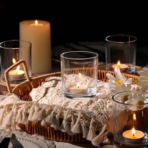 6 Pcs Large Clear Votive Candle Holder Tea Light Candle Holder Glass in Clear, alternate view 5