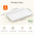 6 Pcs Large Serving Tray for Party, 15" x 10" Food Serving Platter in White, alternate view 3