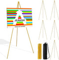 6 Pcs Lightweight Easel Stand, 66 Inch, Gold, with Portable Bags in Gold