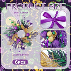 6 PCS Mardi Gras Purple and Green Glitter Mini Cabinet Wreaths for Front Door Carnival Party Decor Wreath Mardi, alternate
