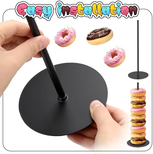 6 Pcs Metal Donut Display Stand Tower for Dessert Table, Black in Black, alternate view 4
