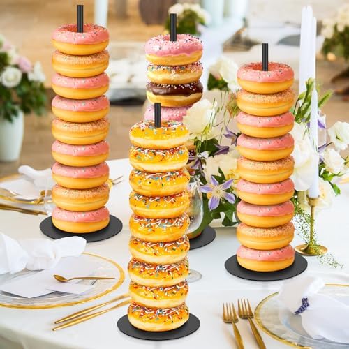 6 Pcs Metal Donut Display Stand Tower for Dessert Table, Black in Black, alternate view 5