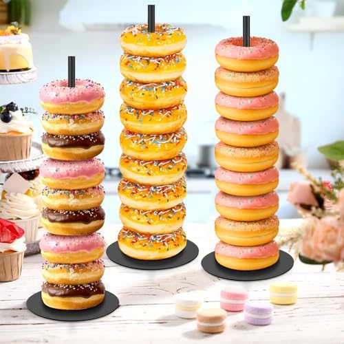 6 Pcs Metal Donut Display Stand Tower for Dessert Table, Black in Black, alternate view 6