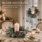 6 Pcs Mini Christmas Wreaths for Kitchen Cabinet Front Door with Bow, alternate view 3