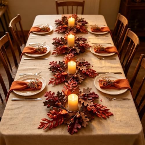 6 Pcs Mini Fall Hanging Wreaths Autumn Berries Candle Rings Pillar Holder Wreath Autumn Leaves Harvest Wreaths, alternate