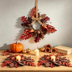 6 Pcs Mini Fall Hanging Wreaths Autumn Berries Candle Rings Pillar Holder Wreath Autumn Leaves Harvest Wreaths, alternate