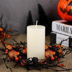 6 PCS Mini Halloween Cabinet Wreaths Black Wreath with Bow Small Hanging Halloween Wreath Crafts Ornament for, alternate view