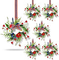 6 Pcs Mini Patriotic American Kitchen Cabinet Wreaths Small 4th of July Floral Swag Wreath for Front Door with